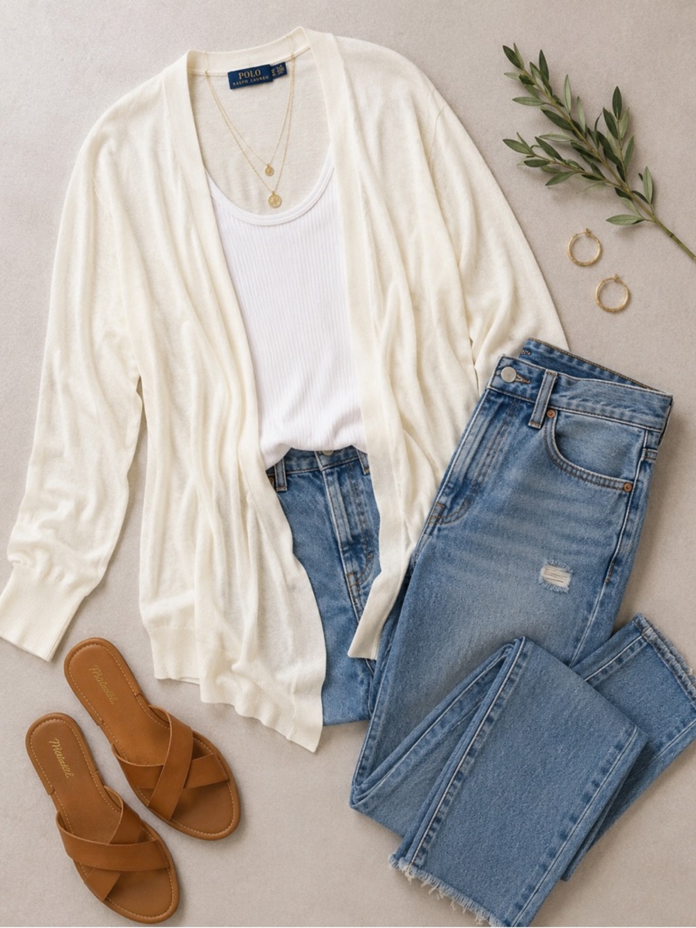Polo Ralph Lauren Ivory Open Front Cardigan Sweater XL